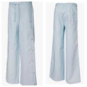 Puma X Liu Wen Track Wide Leg Pants Womens Small Blue High Rise Flare Y2K